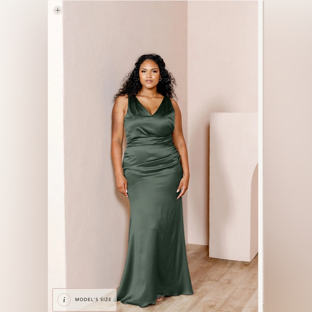 Revelry Dawson Satin dress in Deep Olive - 713